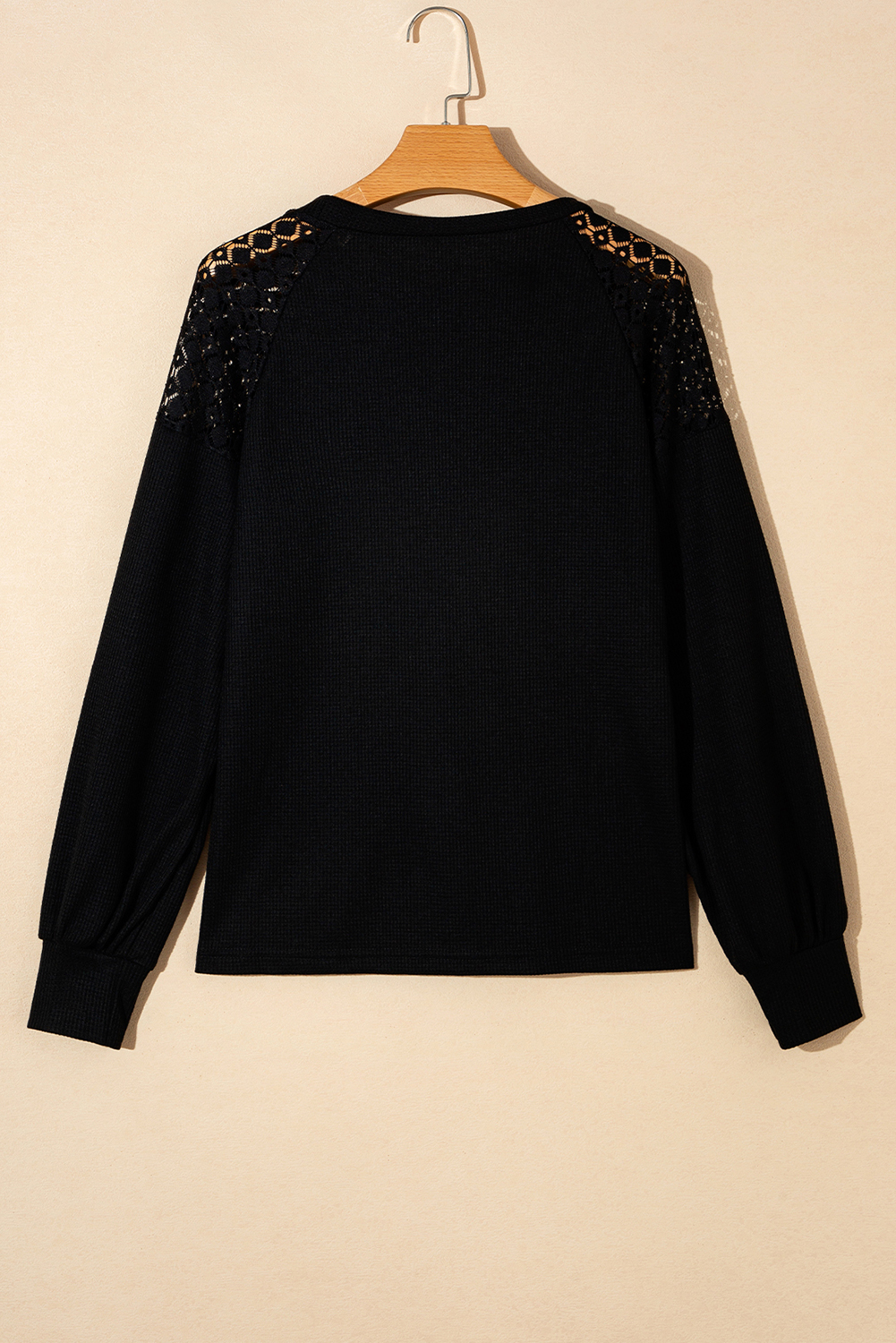 White Lace Long Sleeve Textured Pullover - loveforevers