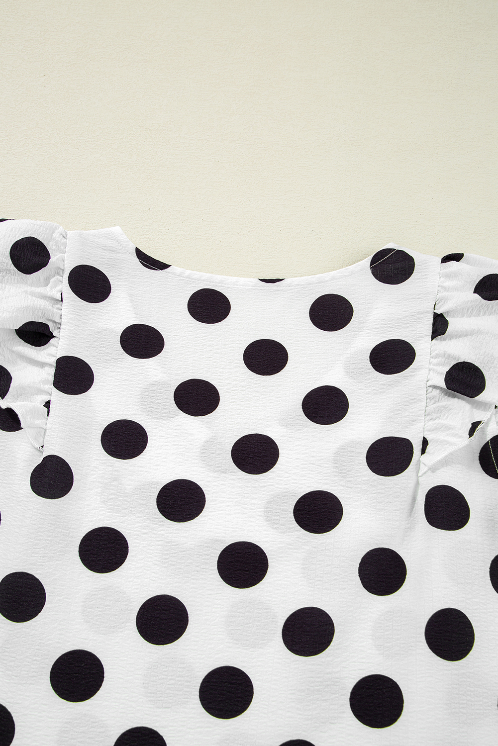 Black Polka Dot Print Ruffled Sleeve V Neck Blouse - loveforevers