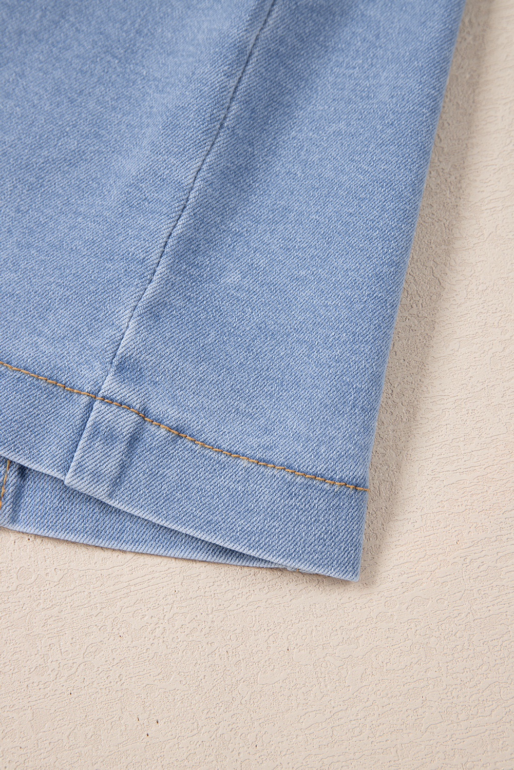 Beau Blue Light Wash Denim Buttoned Front Chest Pockets Sleeveless Slim Mini Dress - loveforevers
