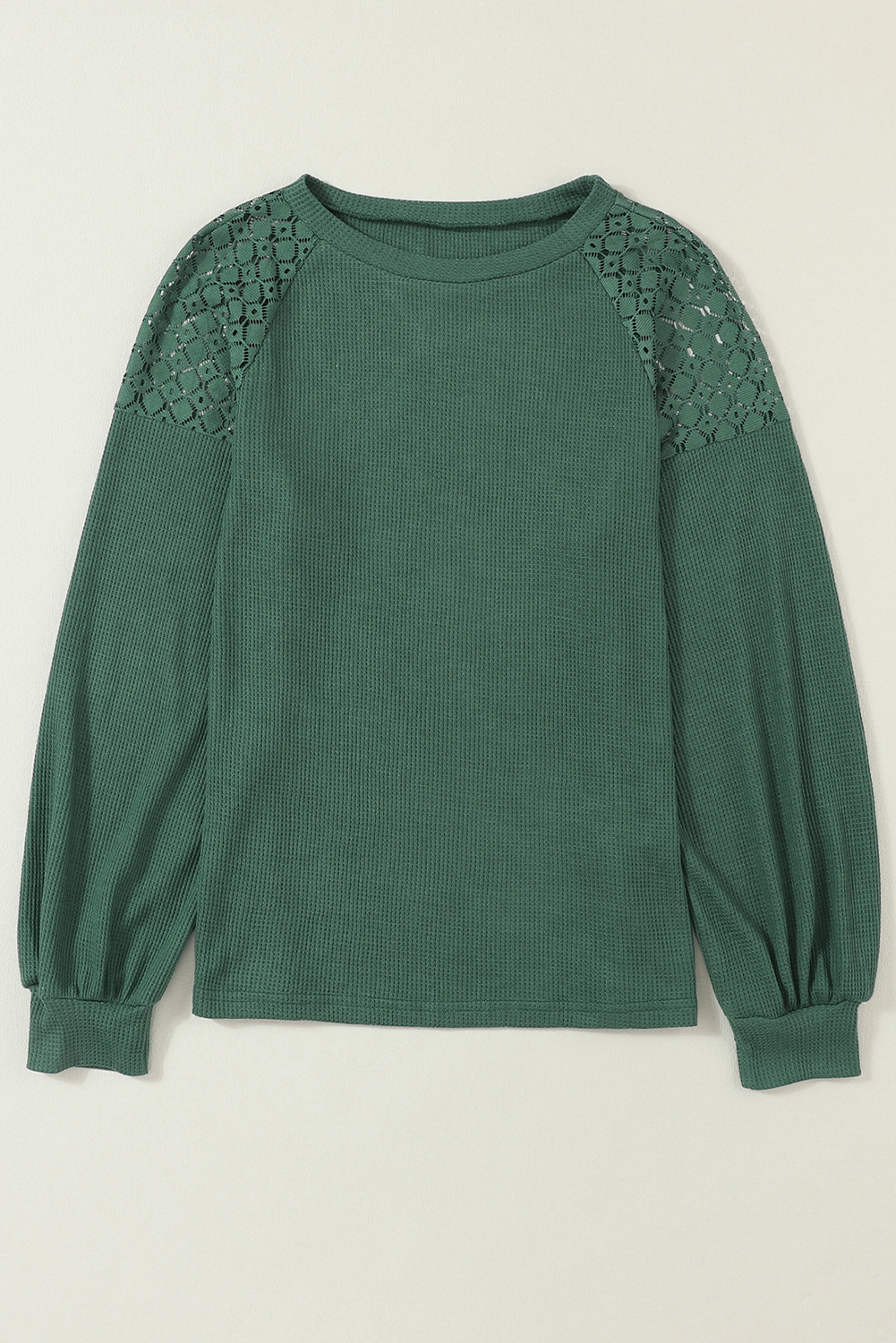 White Lace Long Sleeve Textured Pullover - loveforevers