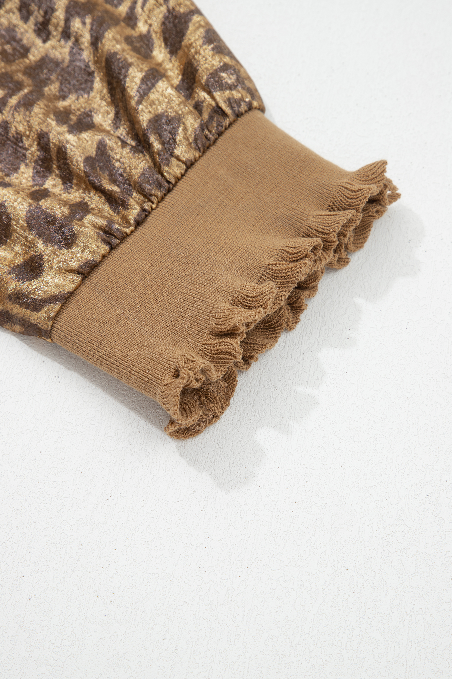 Gold  Half Sleeve Metallic Leopard Print Blouse - loveforevers
