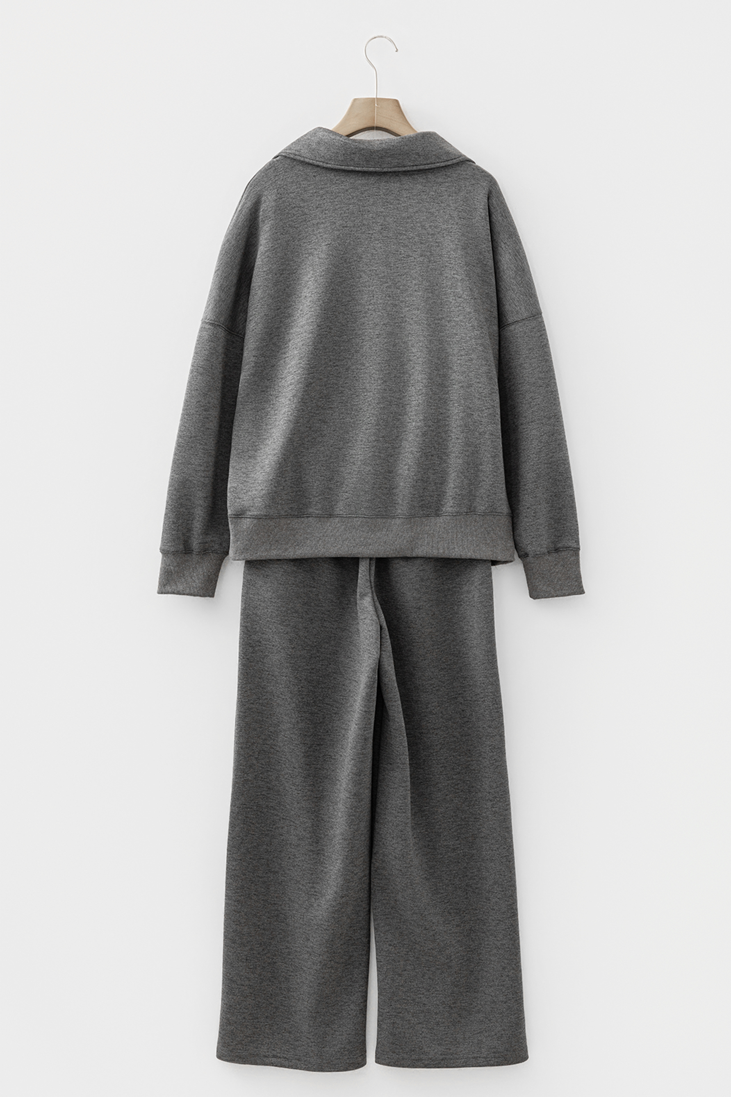 Bristol Black Collared V Neck Pullover Sweatshirt Sweatpants Set - loveforevers