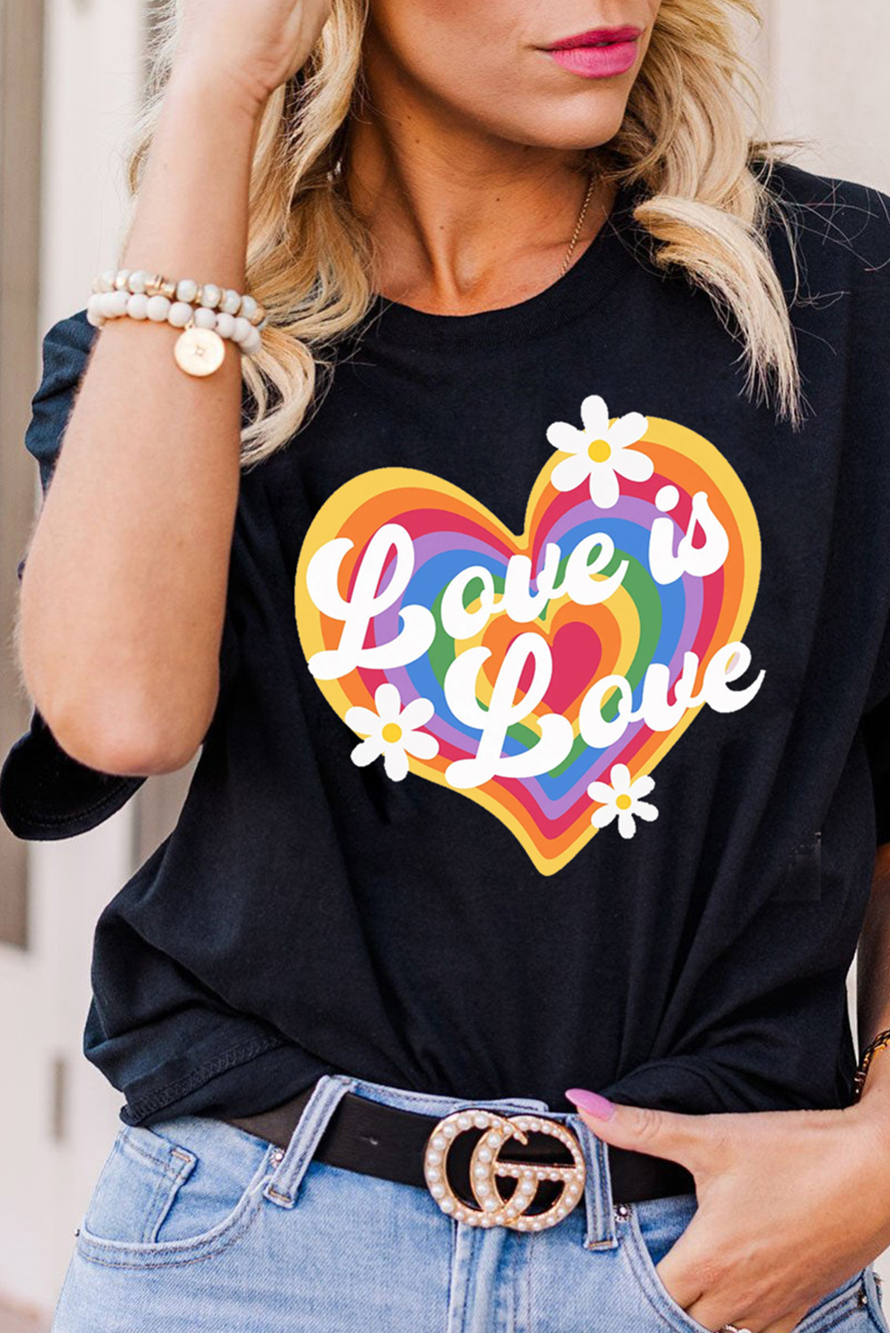 Black Love is Love Rainbow Heart Graphic Crewneck Tee - loveforevers