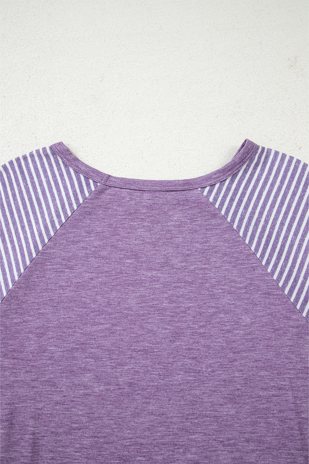 Tillandsia Purple Contrast Print Striped Raglan Long Sleeve Loose Top - loveforevers