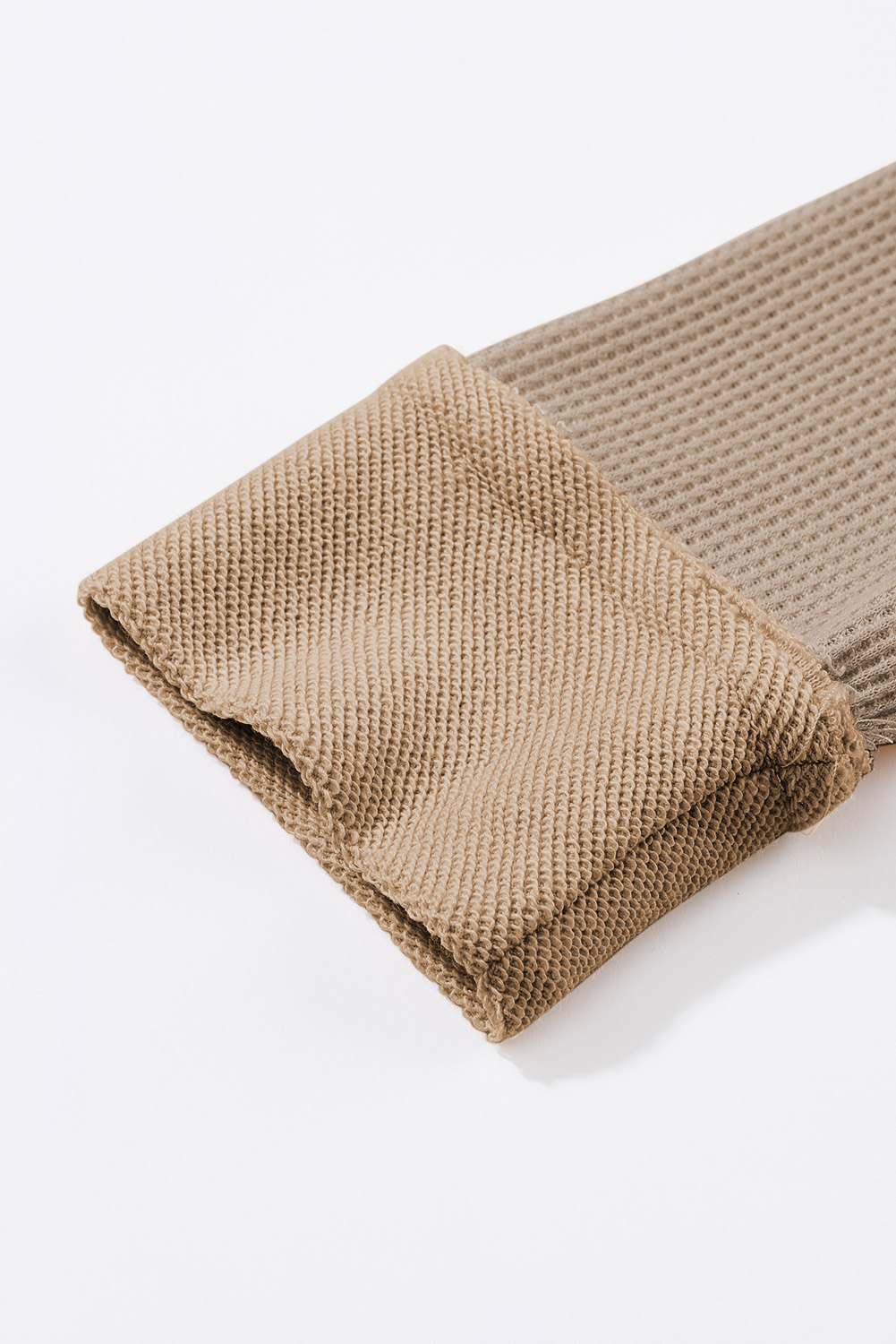 Brown Waffle Knit Buttoned Long Sleeve Top - loveforevers
