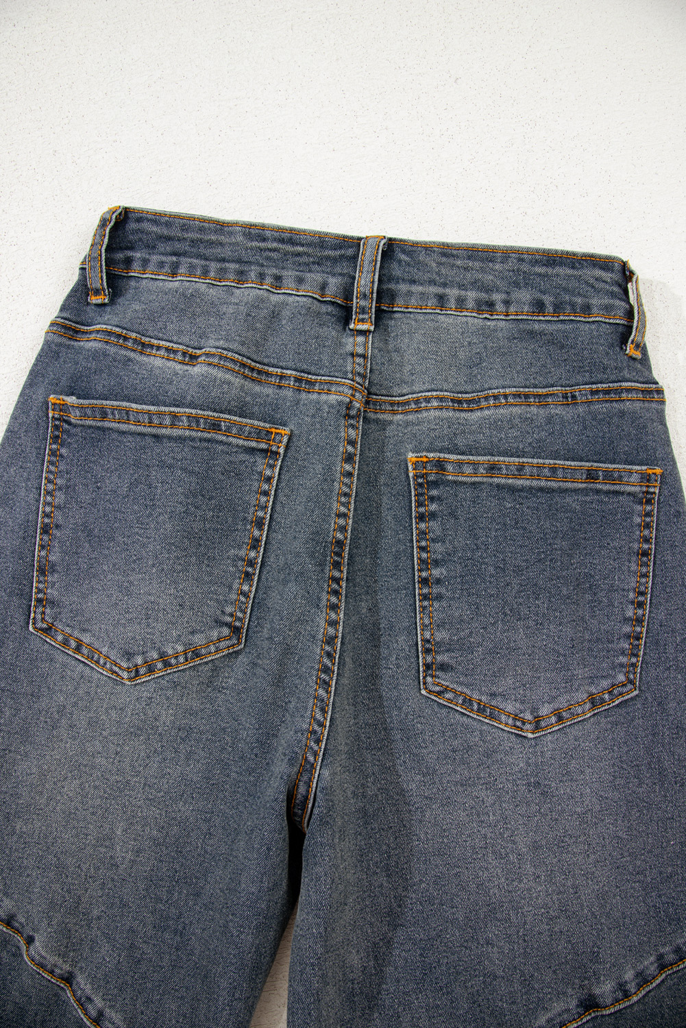 Sail Blue Exposed Stitching Loose Straight High Waist Jeans - loveforevers