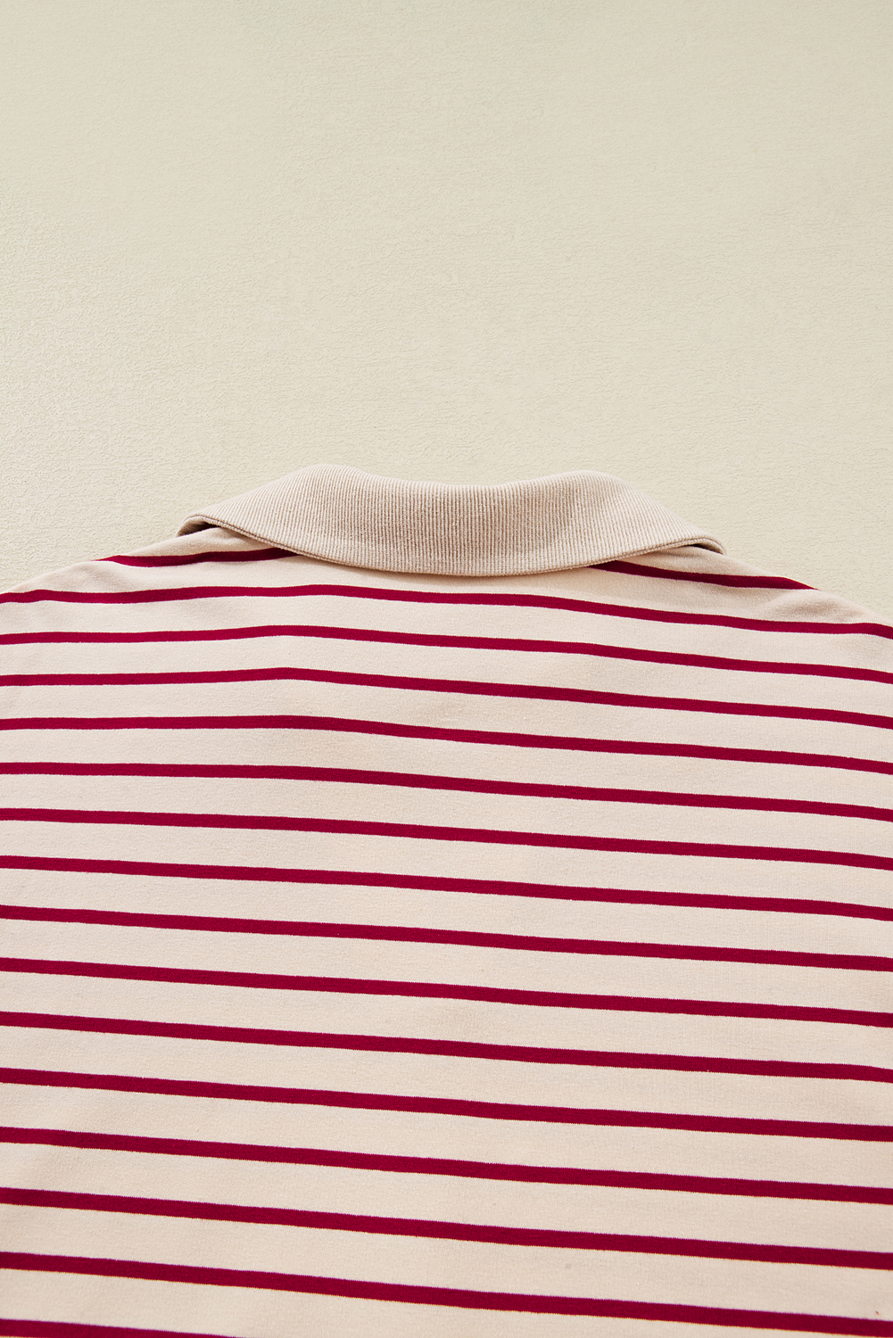 Red Stripe Cropped Collared Drop Shoulder Pullover and Bubble Mini Skirt Set - loveforevers