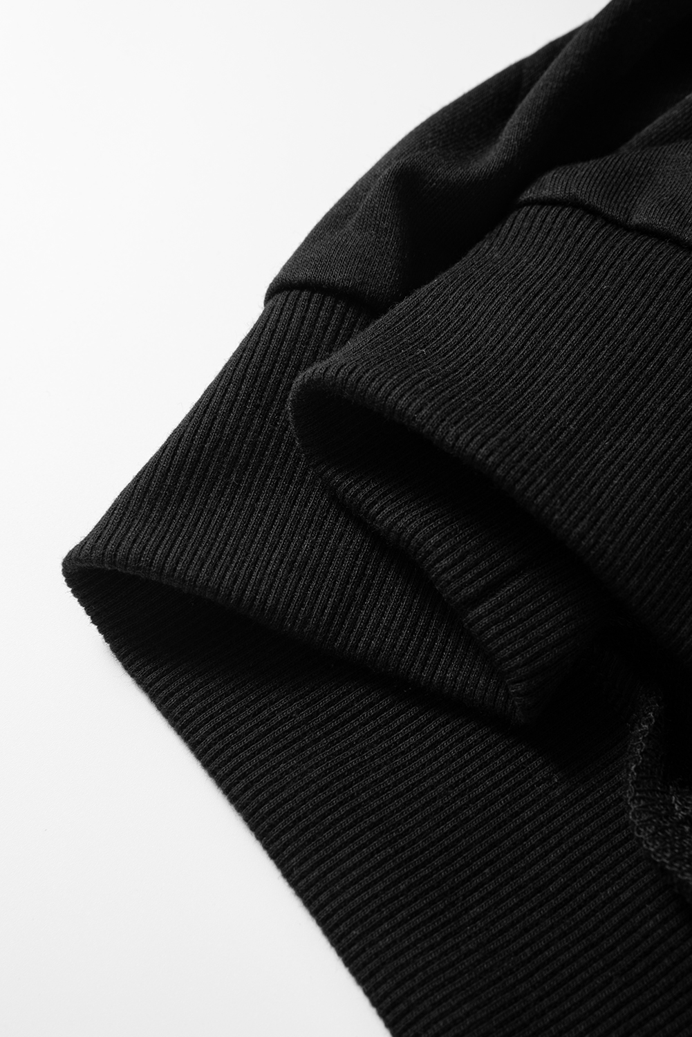 Black Contrast Stitches Detail Puffy Half Sleeve Blouse - loveforevers