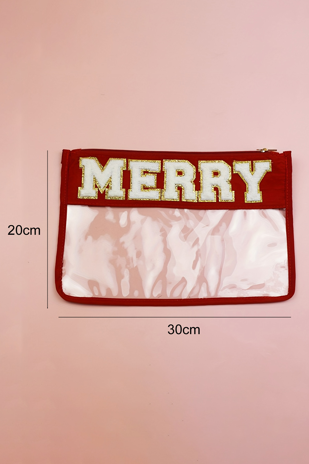 Red SANTA Contrast Trim Clear Makeup Bag - loveforevers