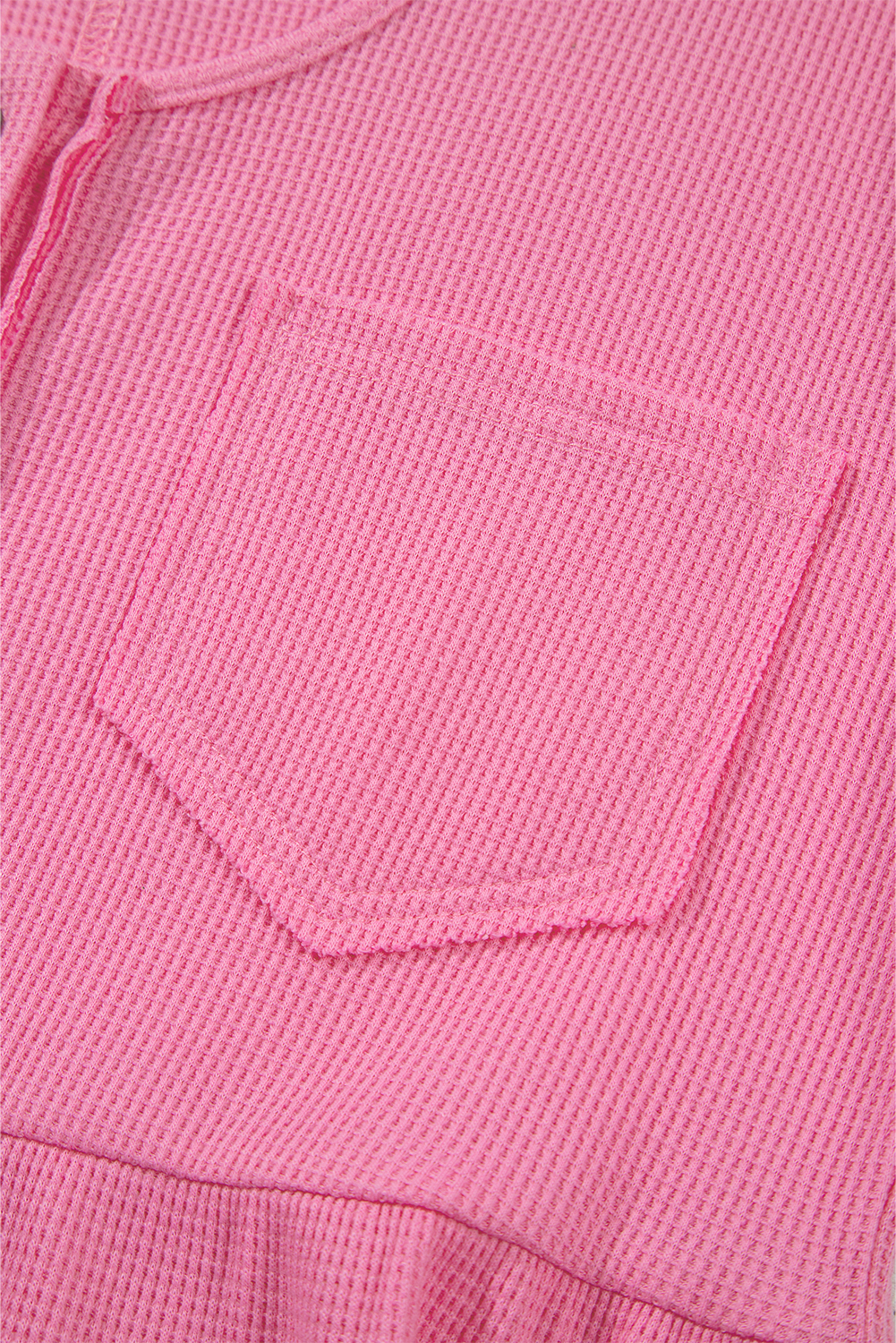 Bright Pink Waffle Textured Button Round Neck A-line Tiered Sleeveless Dress - loveforevers