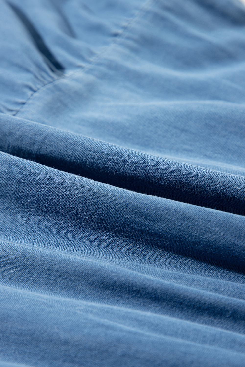 Blue Sleeveless Tiered Chambray Maxi Dress - loveforevers