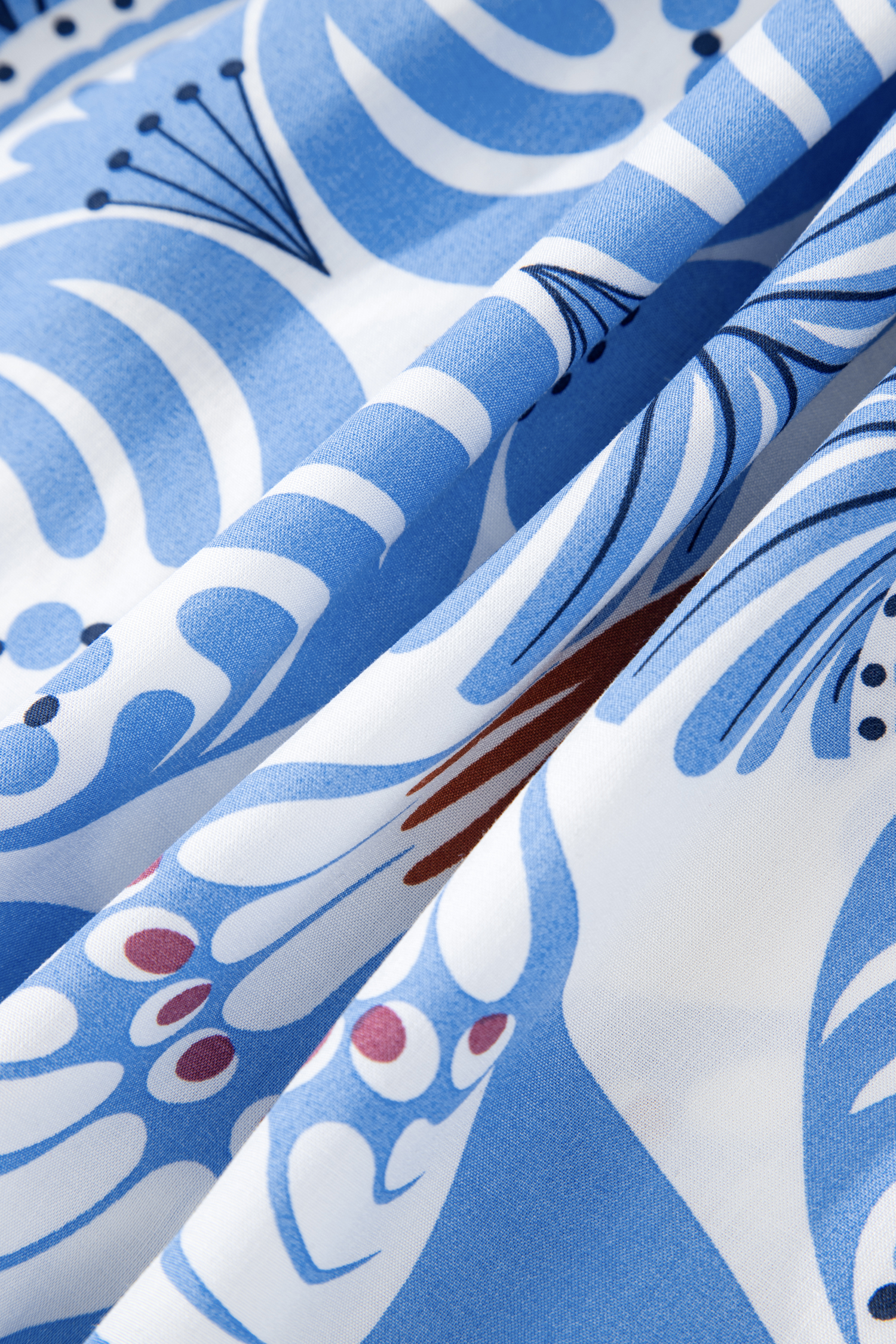 Sky Blue Tropical Botanic Print Flutter Sleeve Vacation Long Dress - loveforevers