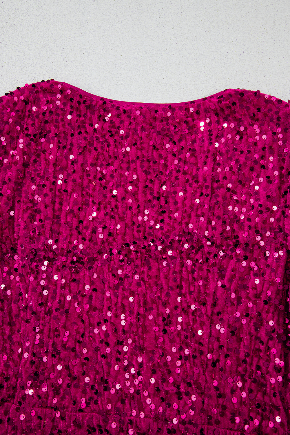 Pitaya Pink Velvet Sequin Long Sleeve V Neck Wrapped Mini Dress - loveforevers