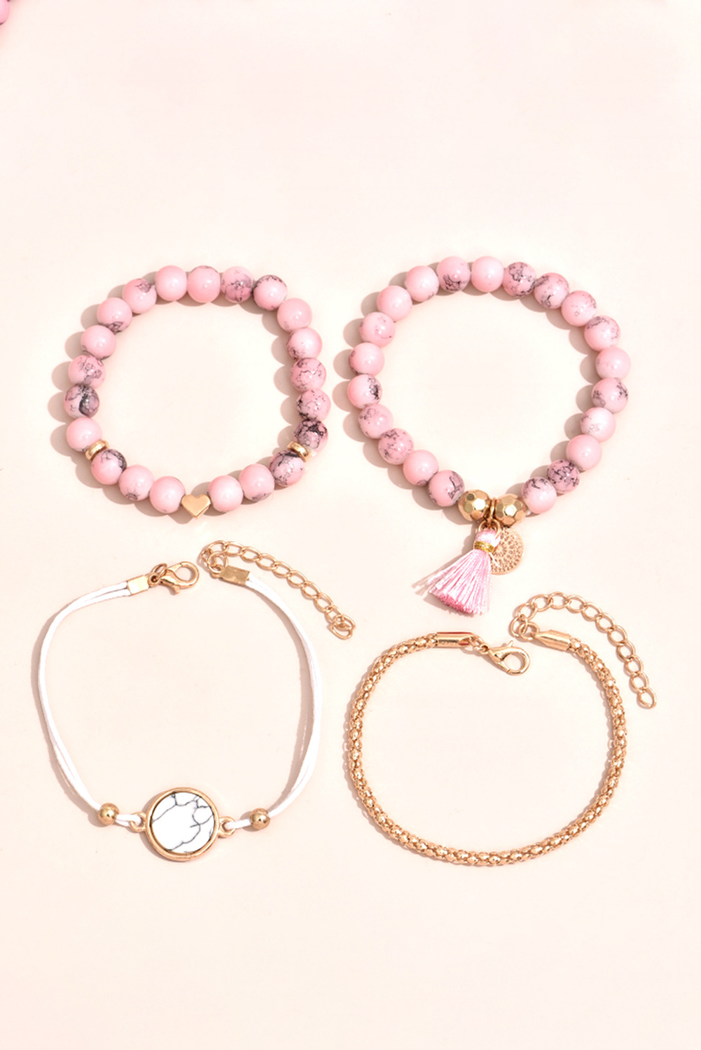 Pink Boho Style Beaded Multi Layer Bracelet Set - loveforevers
