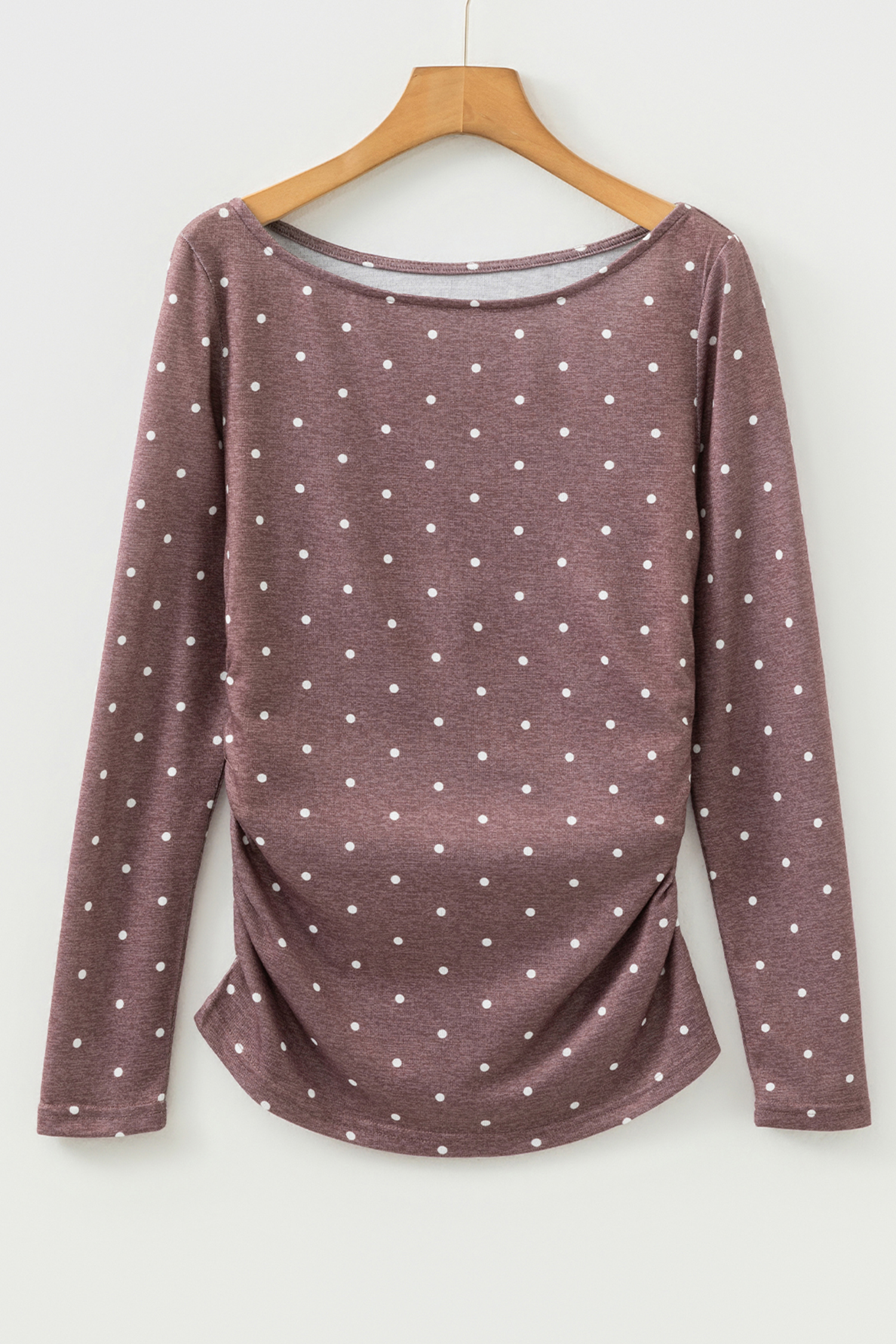 Jet Stream Polka Dot Boat Neck Knit Long Sleeve T Shirt - loveforevers