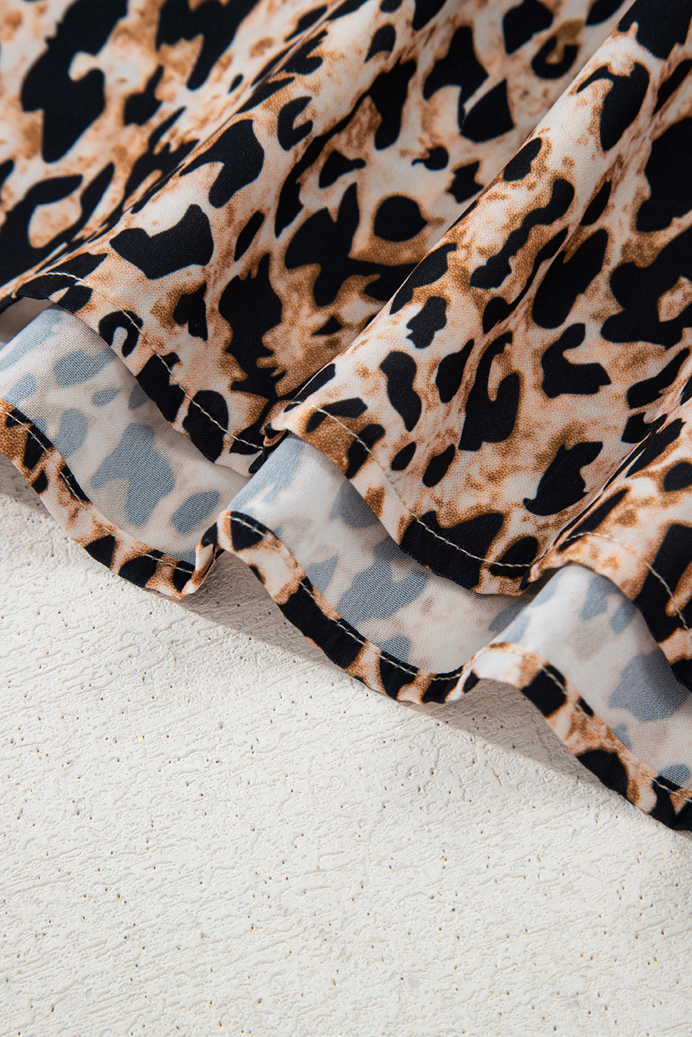 Apricot Leopard V Neck Half Sleeve Blouse - loveforevers