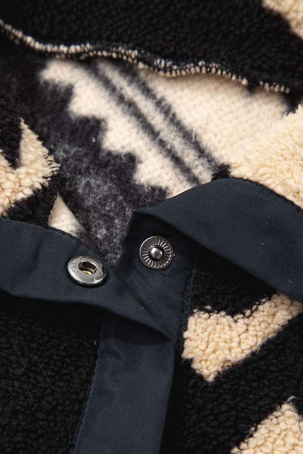 Black Western Aztec Half Placket Plush Sweatshirt - loveforevers