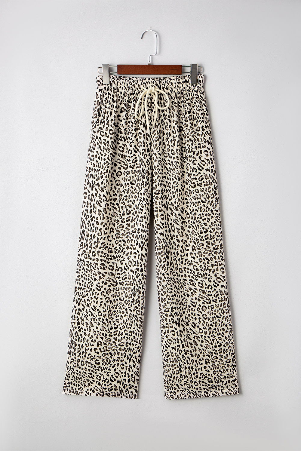 Brown Leopard Drawstring Elastic Waistband Loose Pants - loveforevers