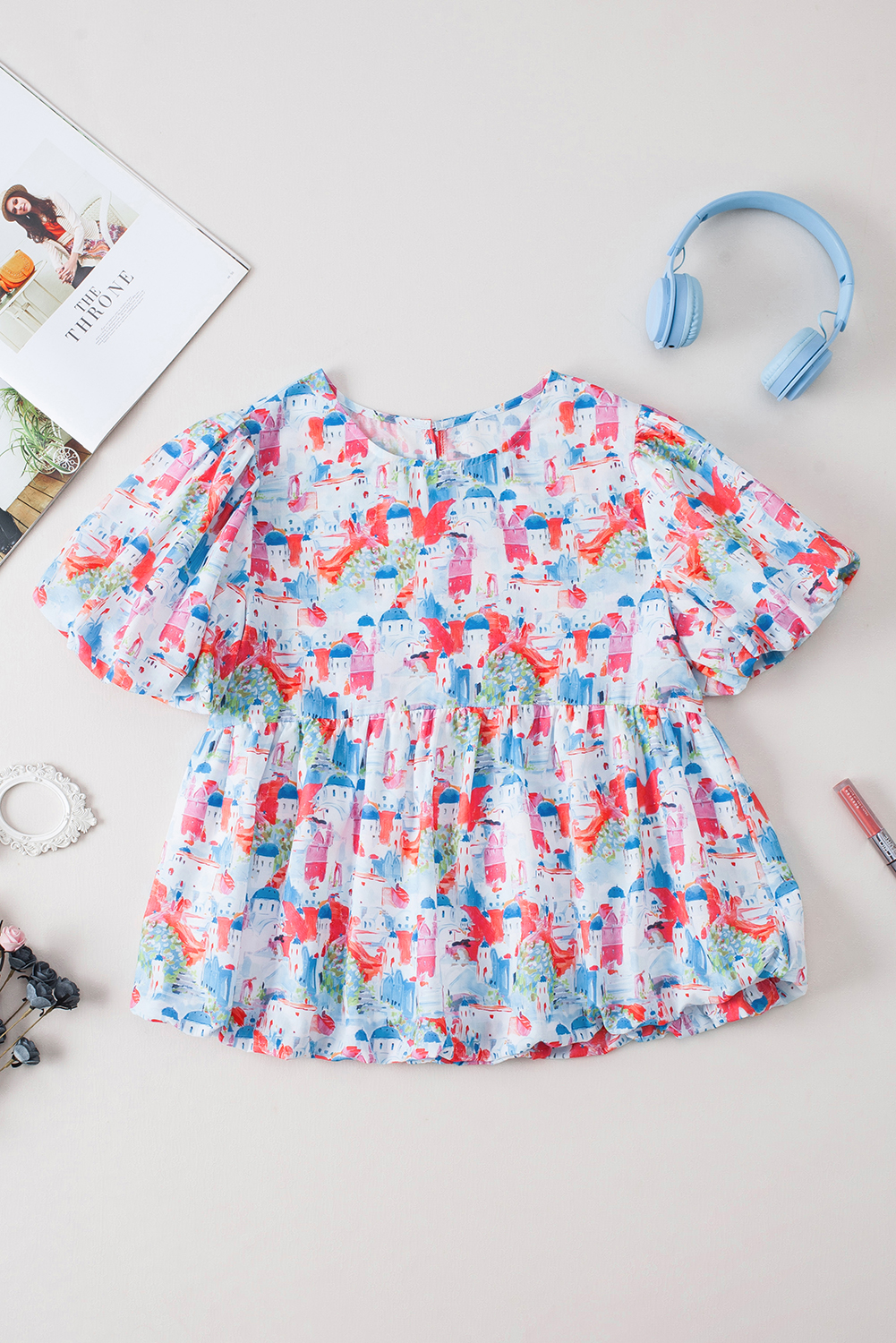 Sky Blue Parisian Avenue Babydoll Top - loveforevers