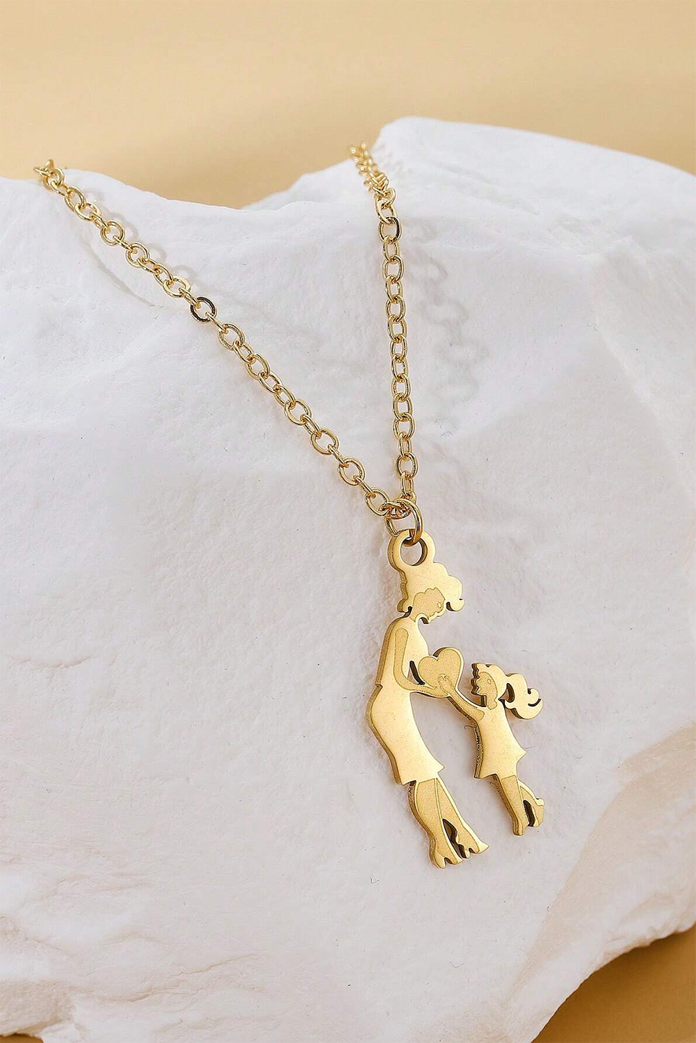 Gold Mother Daughter Heart Pendant Plated Alloy Necklace - loveforevers
