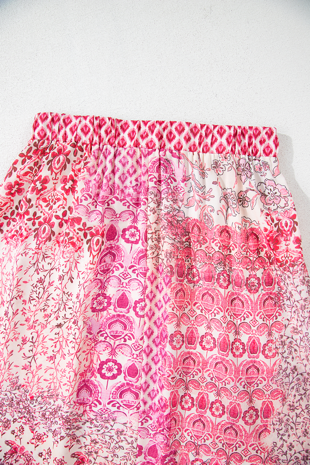 Red Boho Pattern Print Tassel Drawstring Elastic Waistband Maxi Skirt - loveforevers