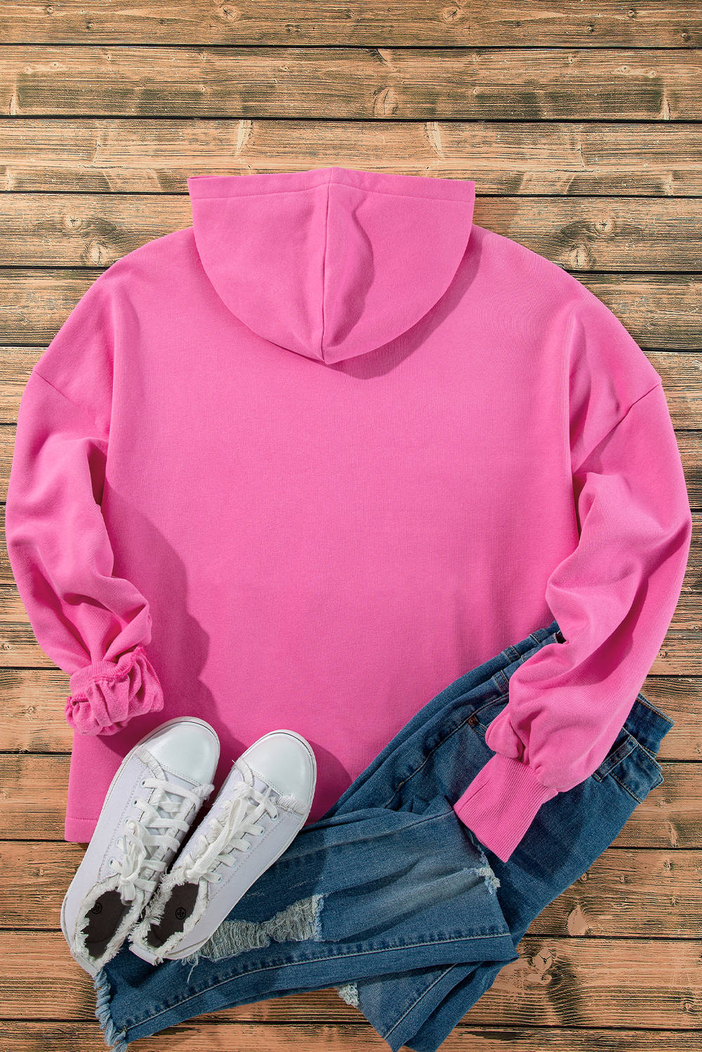 Bonbon Fleece Lined Half Zipper Kangaroo Pockets Loose Hoodie - loveforevers