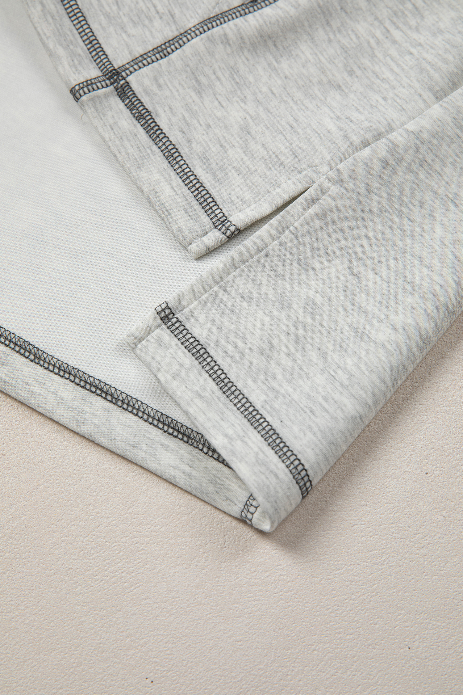Light Grey Half Zip Stand Neck Seam Detail Long Sleeve Top - loveforevers