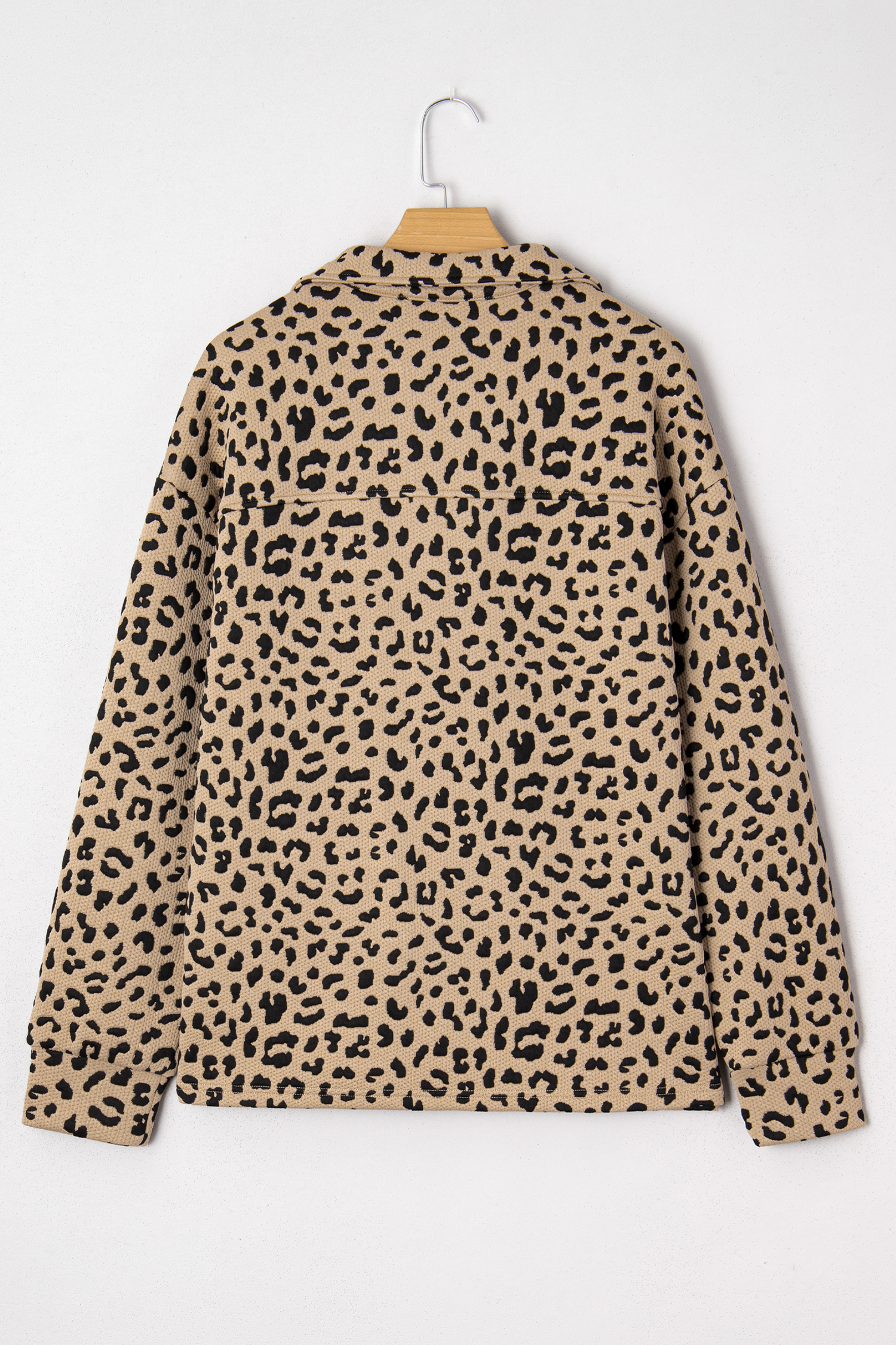 Parchment Leopard Polo Collar V Neck Pullover Top - loveforevers