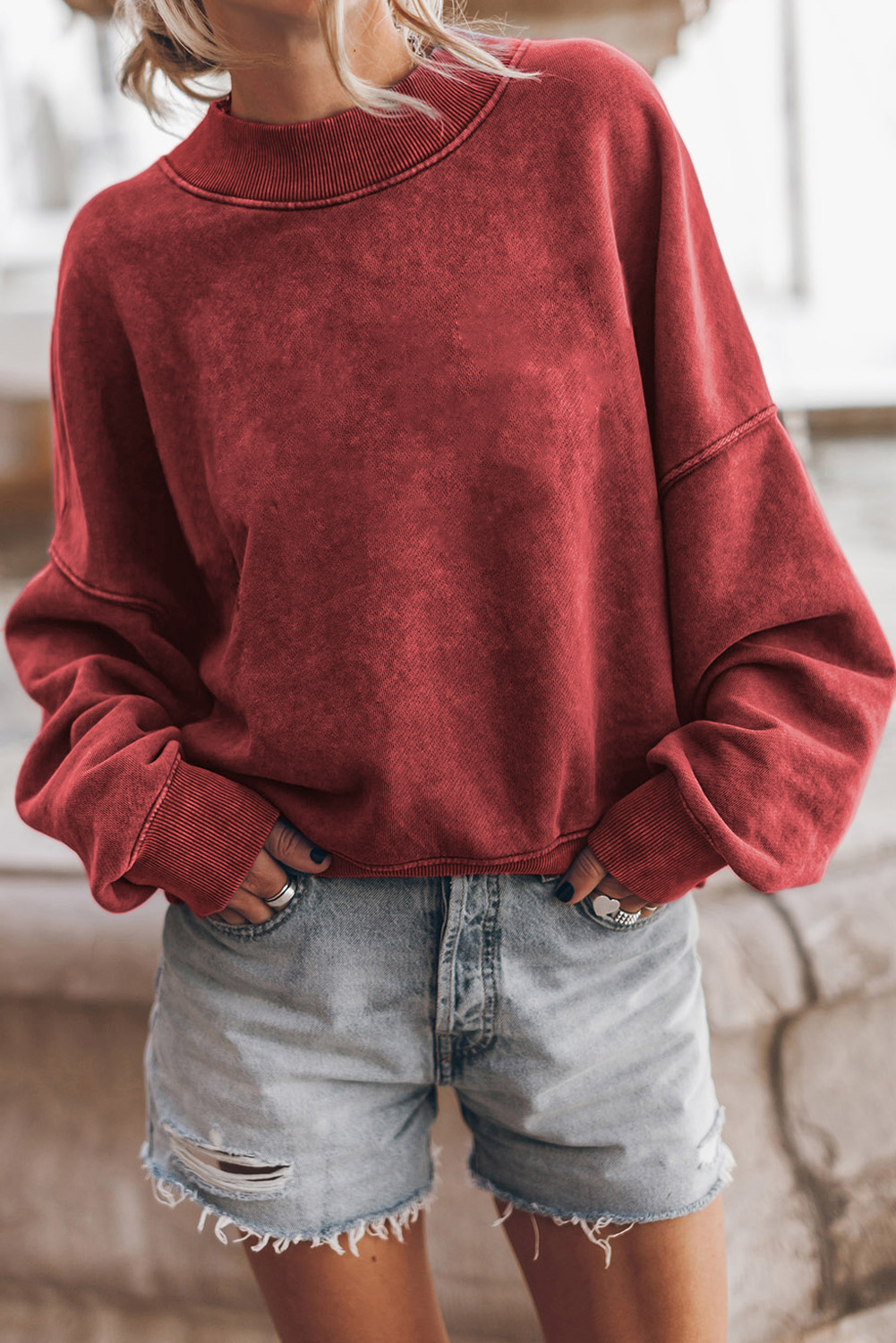 Brown Drop Shoulder Crew Neck Pullover Sweatshirt - loveforevers