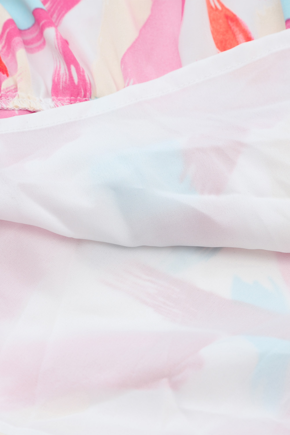 Pink Brush Stroke Printed Smocked Ruffle Tiered Dress - loveforevers