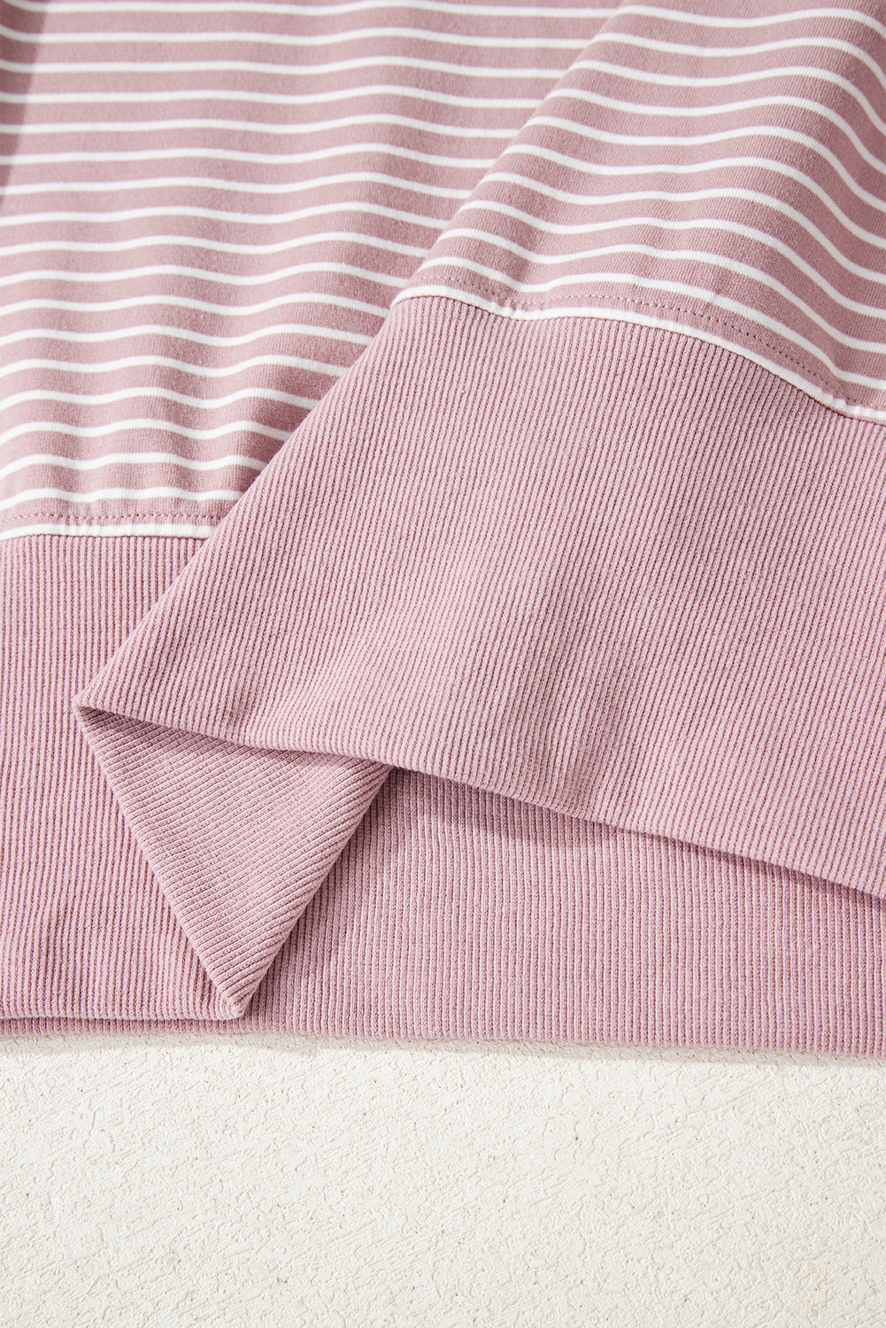 Purple Stripe Thumbhole Side Slits Drop Shoulder Loose Fit Hoodie - loveforevers