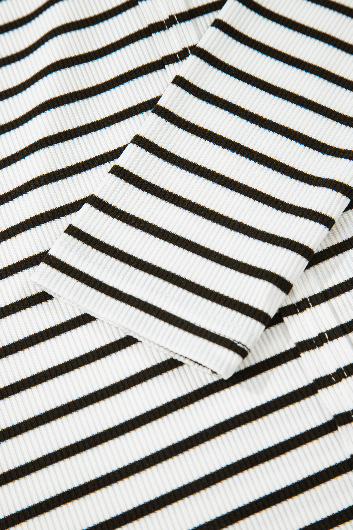 Black Stripe Ribbed Knit Half Button Long Sleeve Slim Top - loveforevers