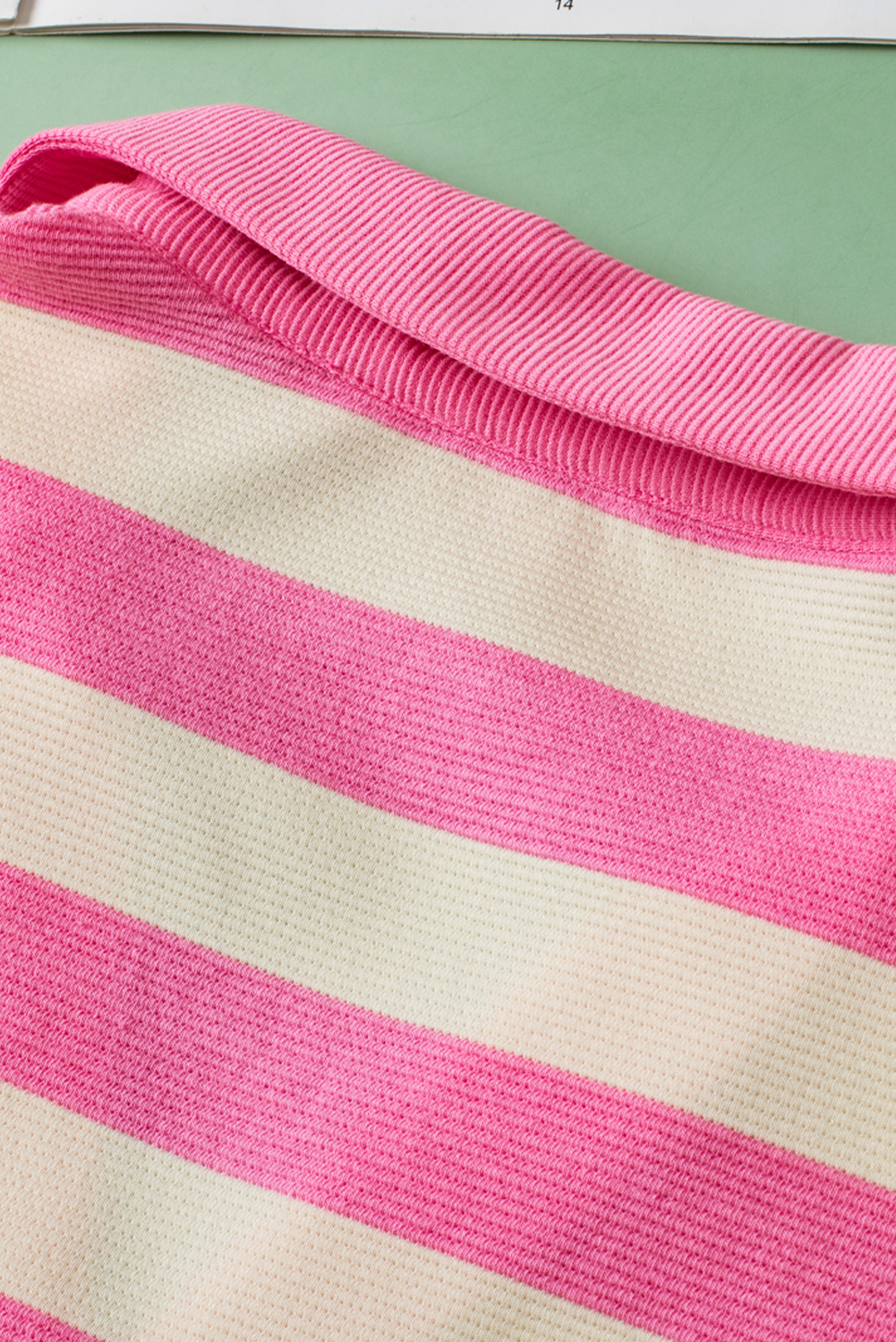 Pink Stripe V Neck Collared Cap Sleeve Top - loveforevers