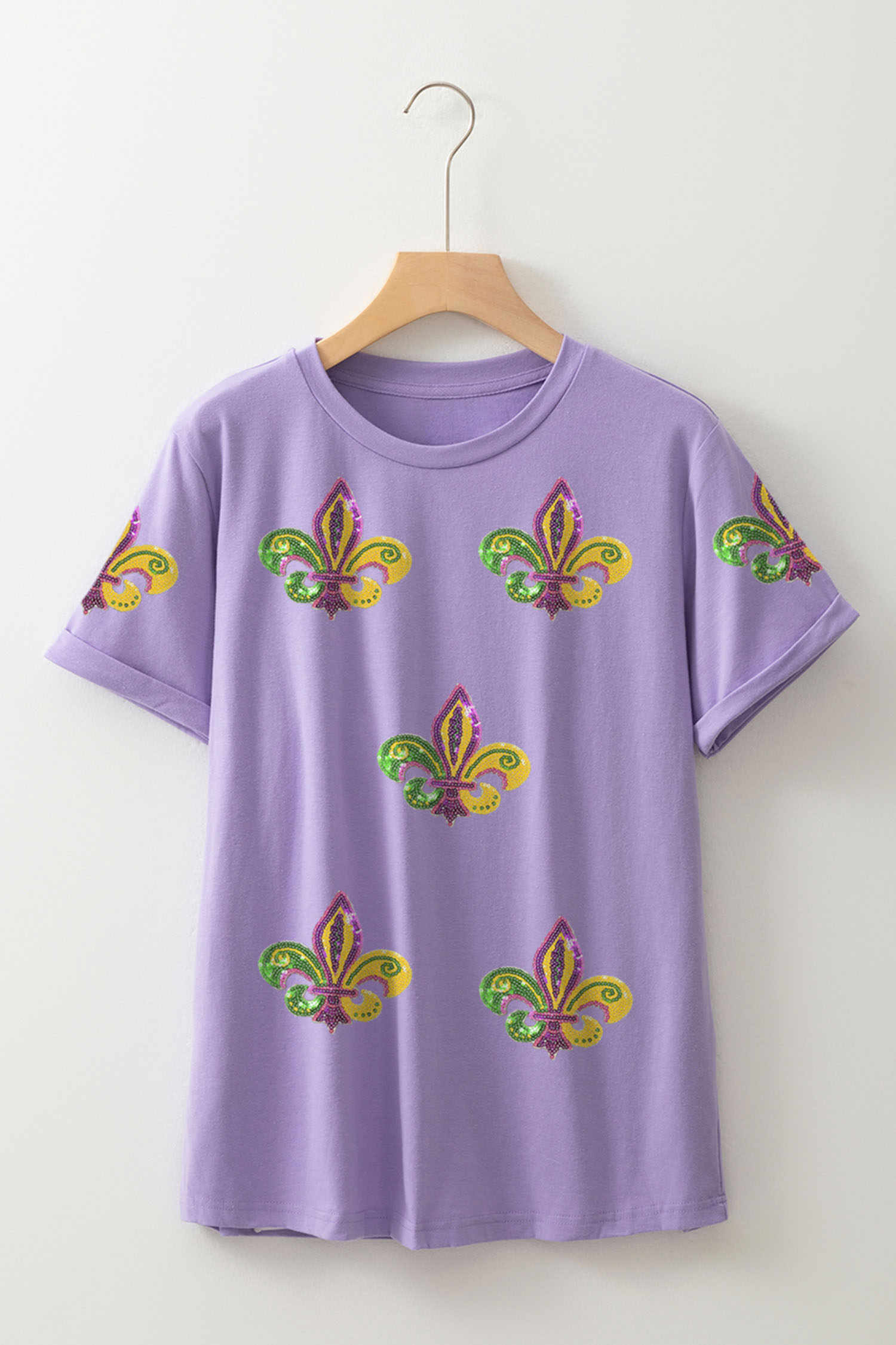 Wisteria Mardi Gras Sequined Pattern Holiday T Shirt - loveforevers