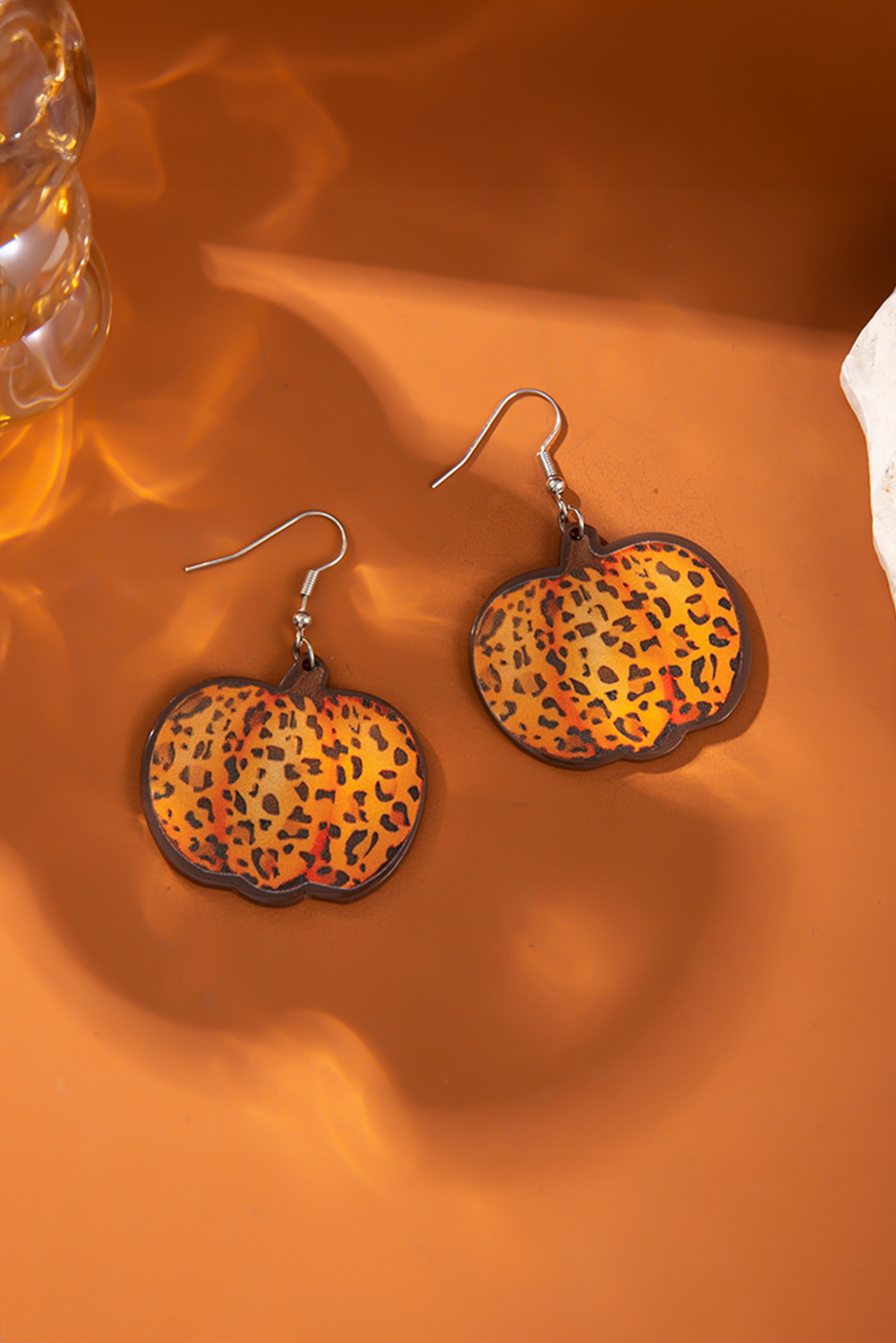 Orange Leopard Pumpkin Open Hook Earrings - loveforevers