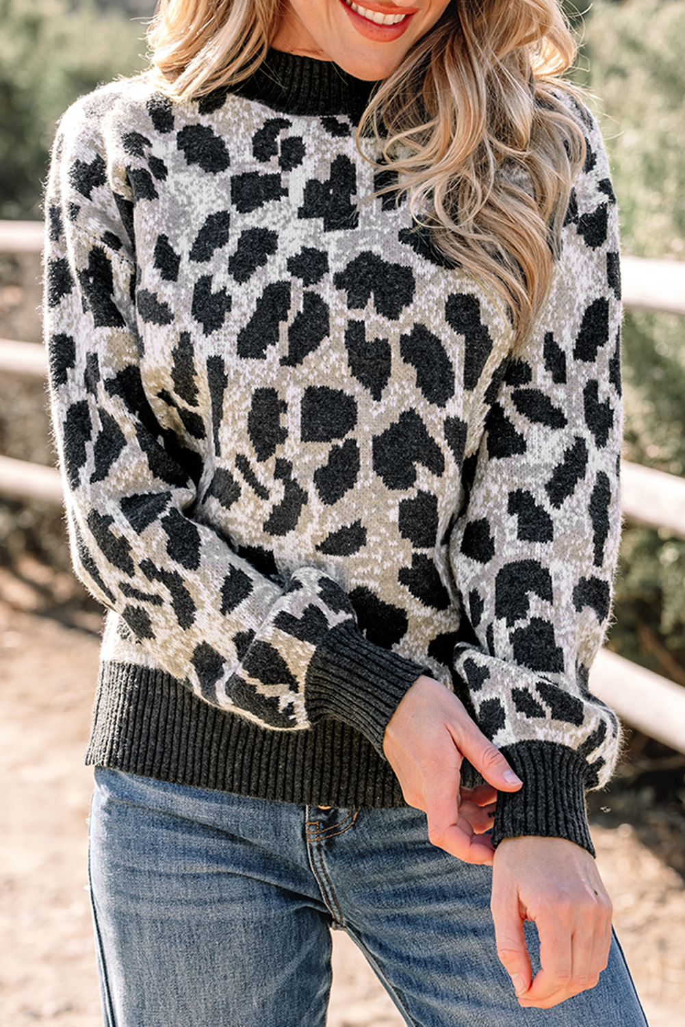 Carbon Grey Leopard Drop Shoulder Baggy Sweater - loveforevers