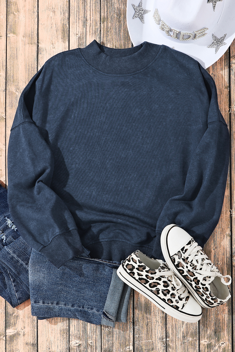 Brown Drop Shoulder Crew Neck Pullover Sweatshirt - loveforevers