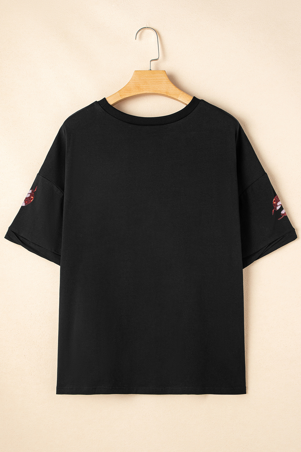 Black Sequin Crayfish Graphic Drop Sleeve High Low Tee - loveforevers