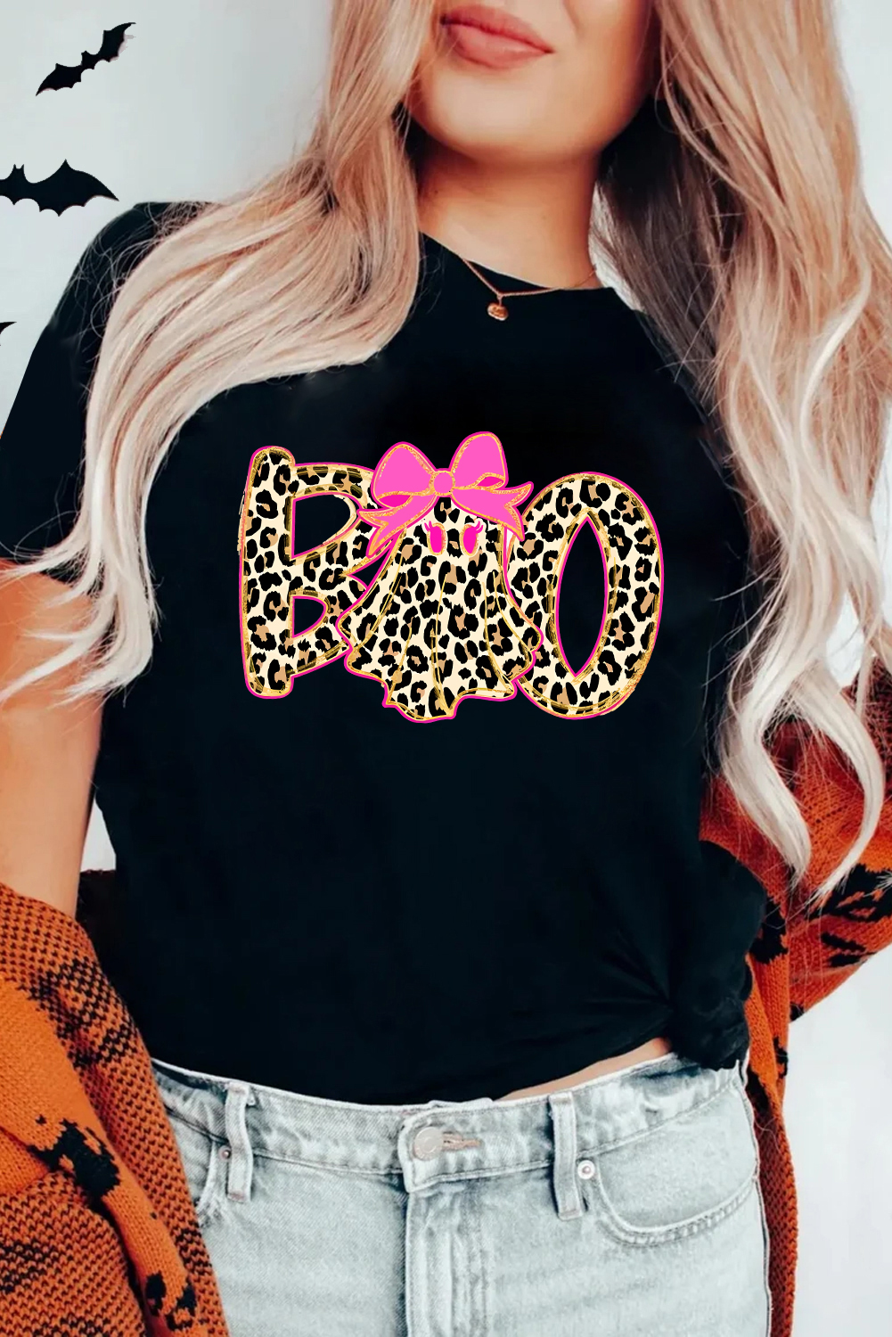 Black Preppy Ghost Boo PNG Graphic Halloween T Shirt - loveforevers